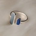 Ajustable bleue pierre naturelle bague en argent