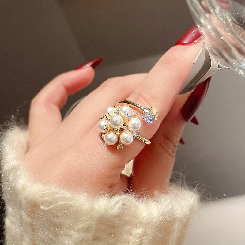 Ajustable bague avec Cute perles