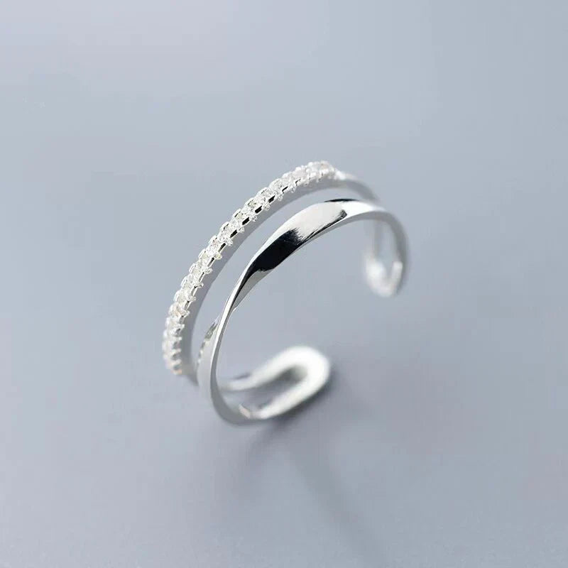 Ajustable bague en argent avec zircone